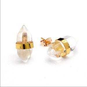 Crystal double point gold earrings